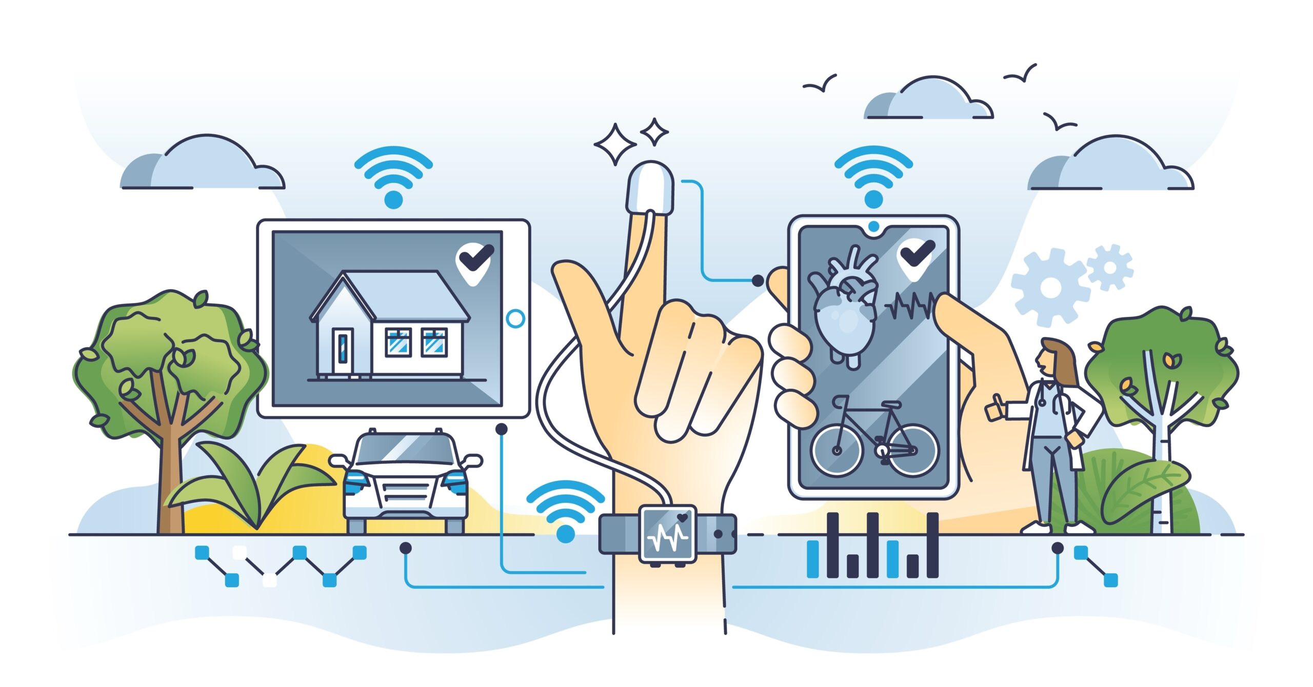 Wearable,Technology,As,Health,Or,Activity,Tracking,Devices,Outline,Concept.